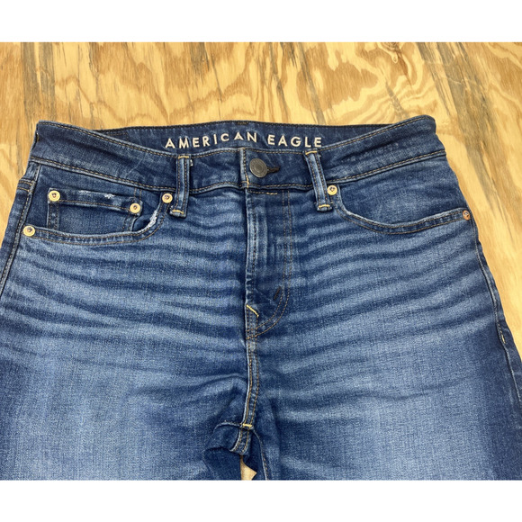 American Eagle Jeans Mens 30x32 Blue Original Boot Cut Blue Stretch Cowboy Denim - Picture 5 of 13